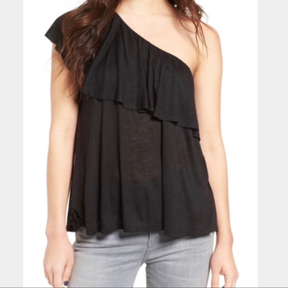 Ten Sixty Sherman One Shoulder Black Top Size Large